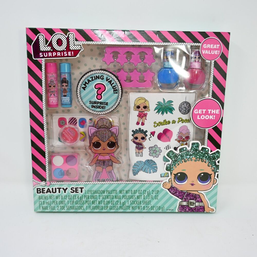 L.O.L. Surprise Beauty Set NEW Sealed Lip Gloss Nail Polish Accessories Rare